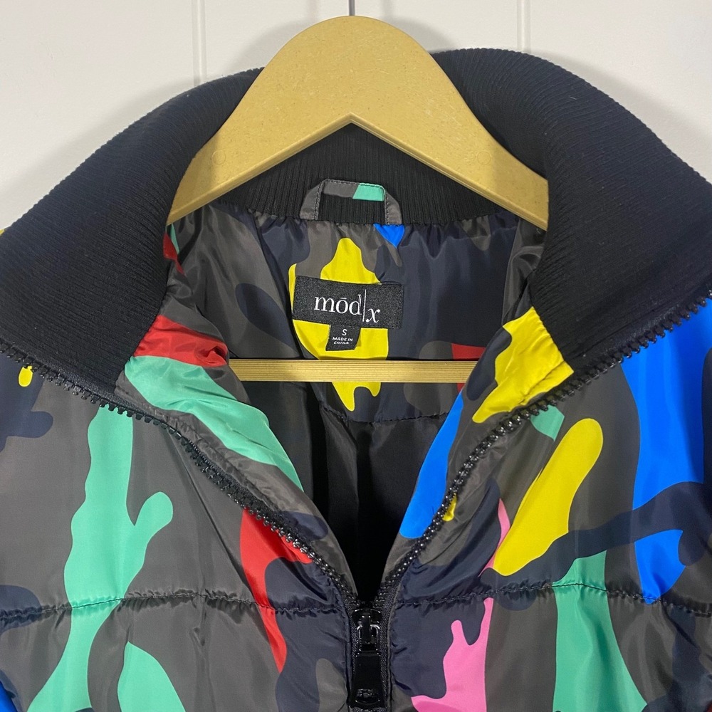Modx Colorful Camo Puffer Jacket Streetwear Women's Size S - Picture 6 of 16